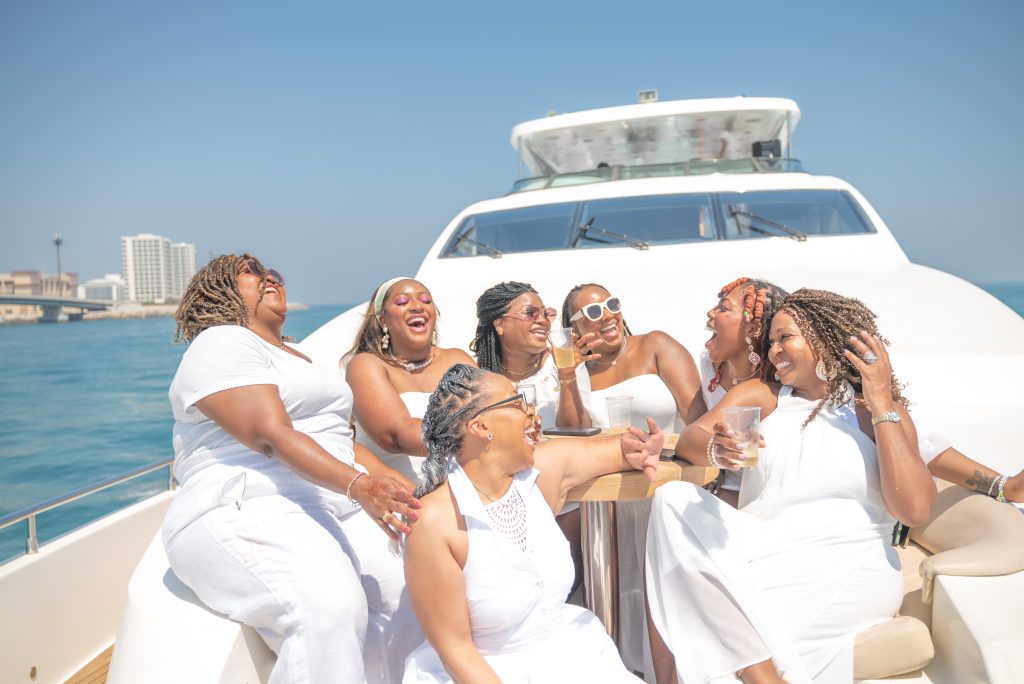 All white store boat party outfits