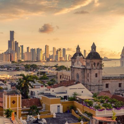 Beautiful sunset over Cartagena, Colombia