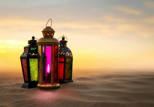 Ramadan Lantern on desert Sand dunes